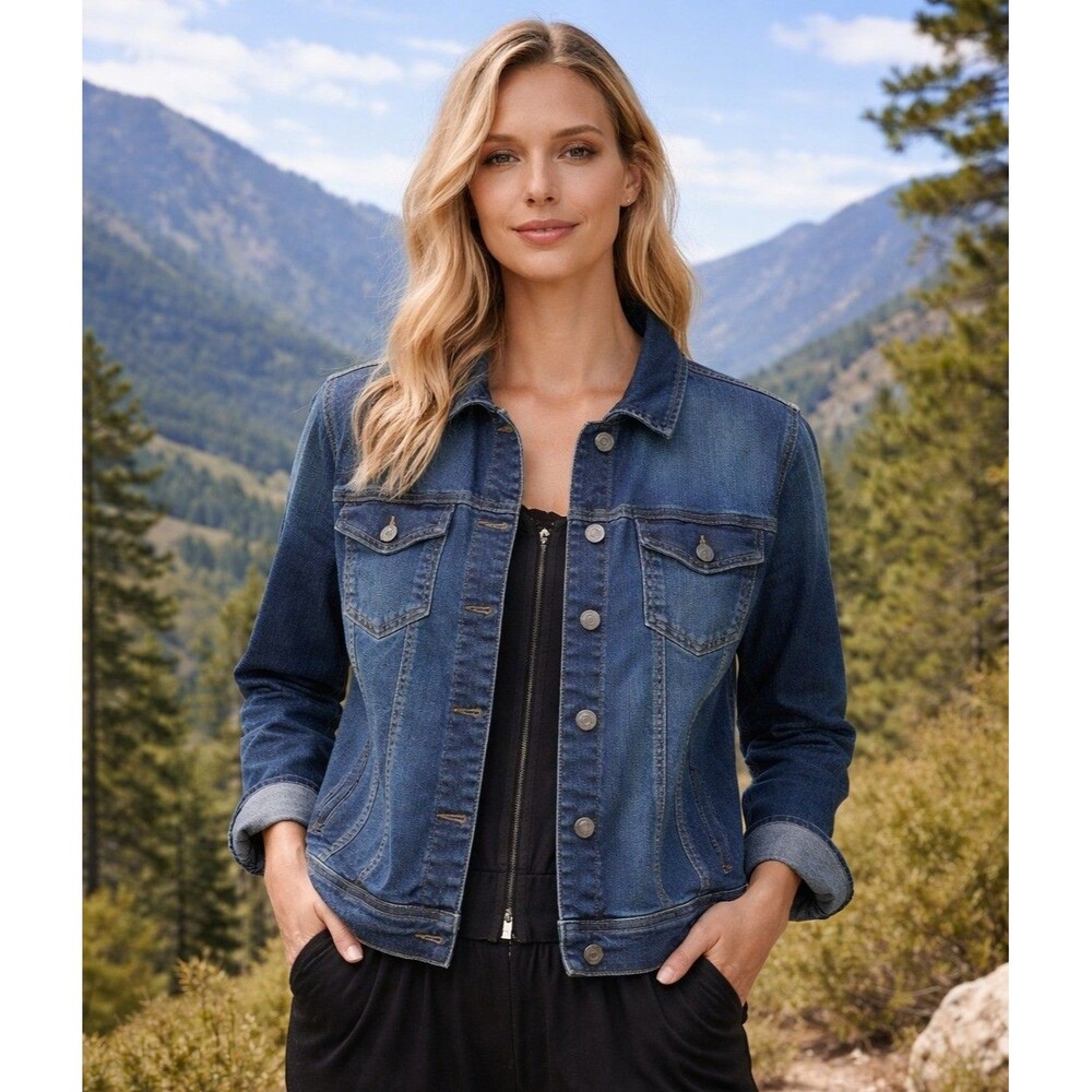 WAX JEAN Denim Jacket Women's 3XL Blue Trucker Cropped #90017 3XL